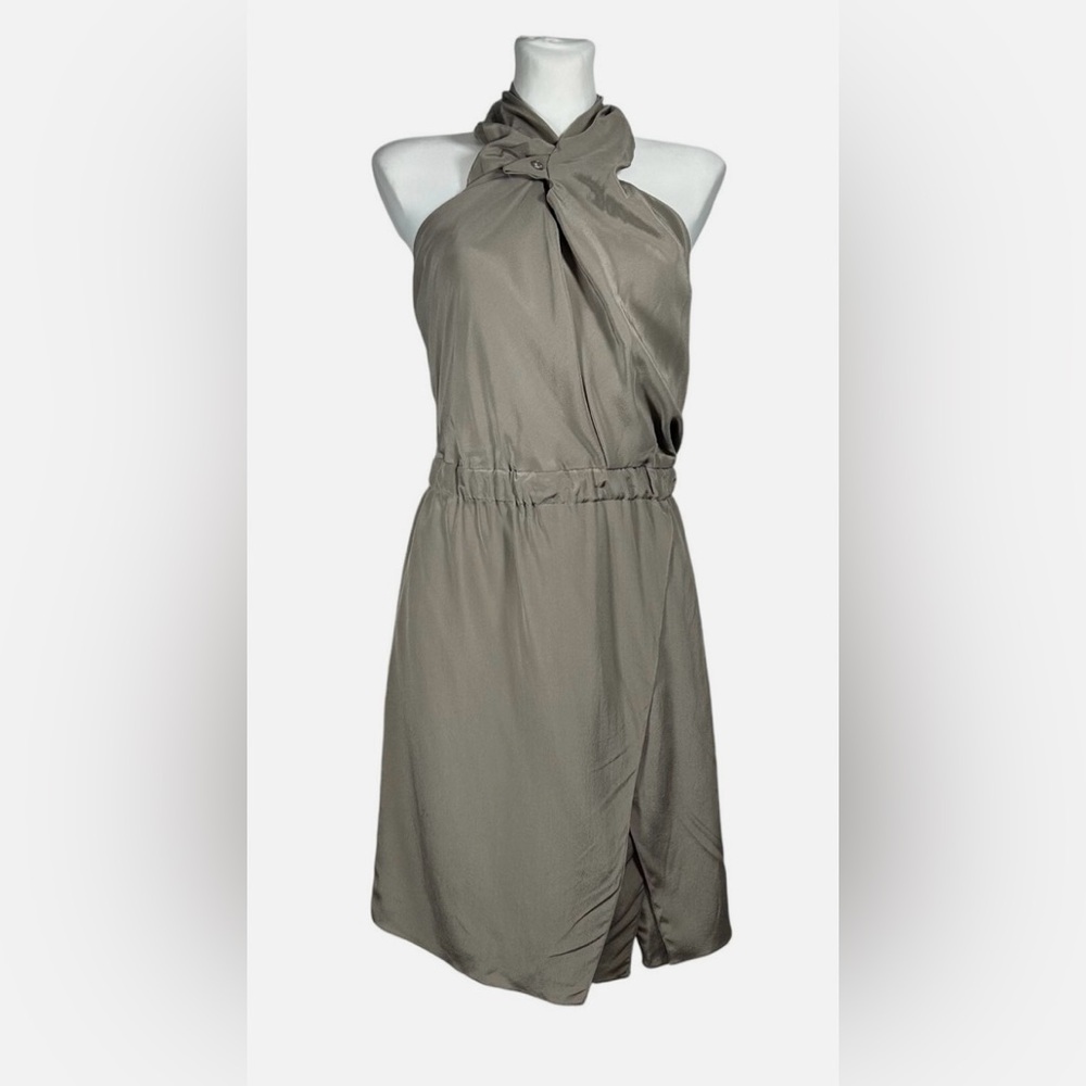 (SOLD on eBay!) Authentic Gucci Grey Silk Knee Dress Wrap Neck 2007 Size40